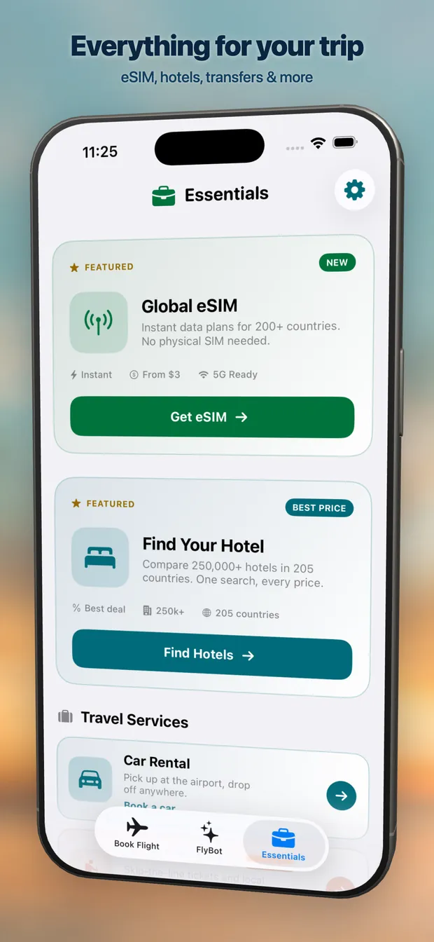 Travel essentials: eSIM, hotels, airport transfers and more